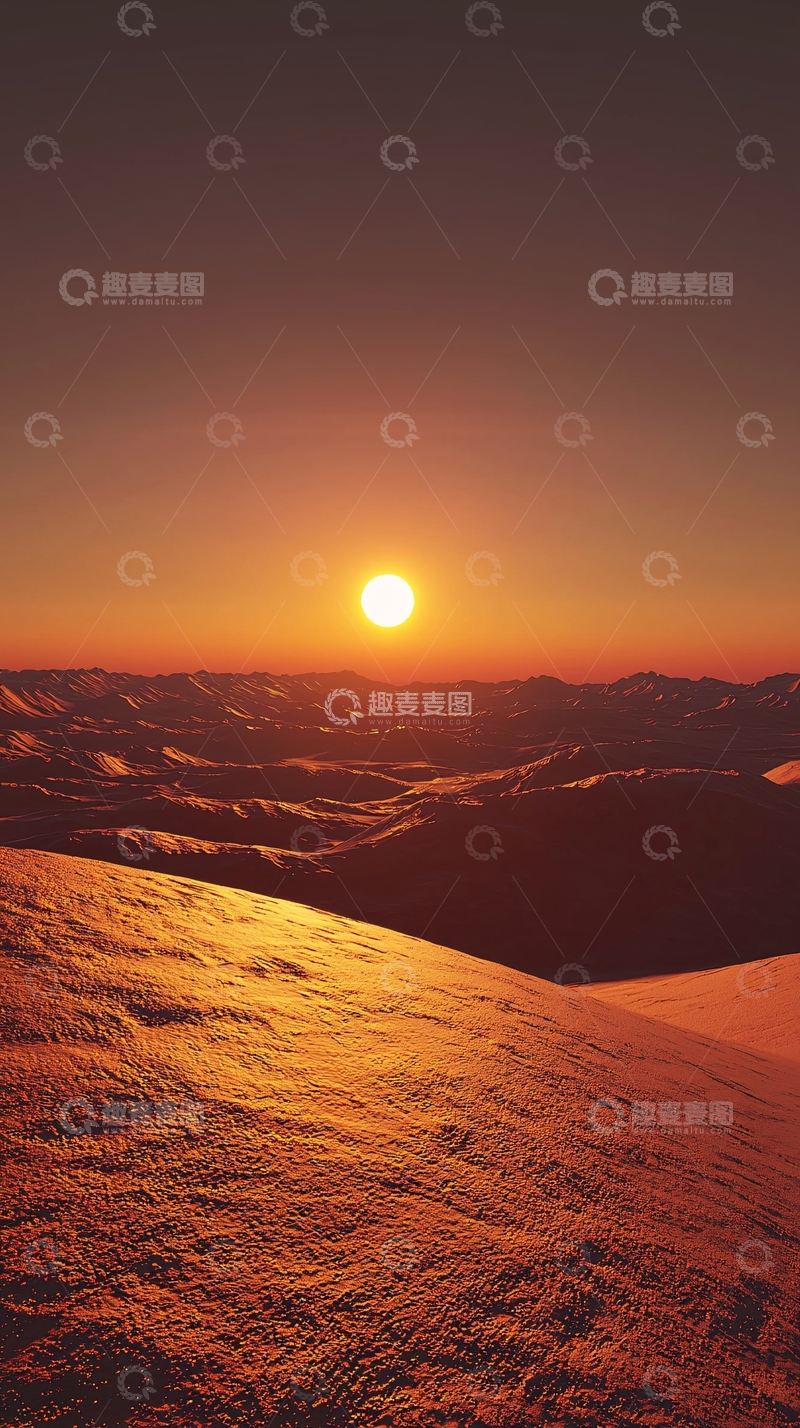 高清大图下载【趣麦麦图】雪山日落