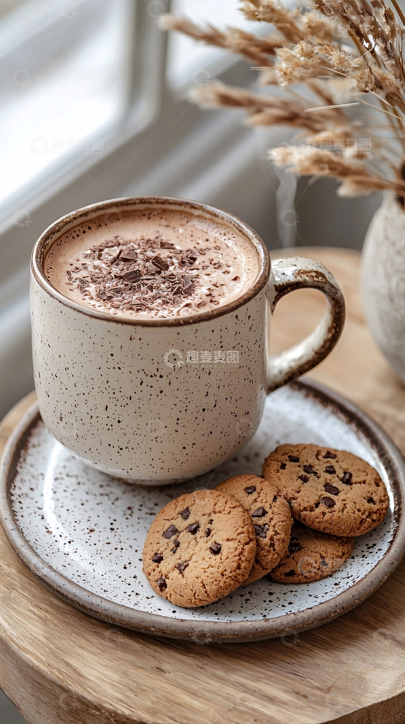 高清大图下载【趣麦麦图】暖饮与饼干的静谧时光