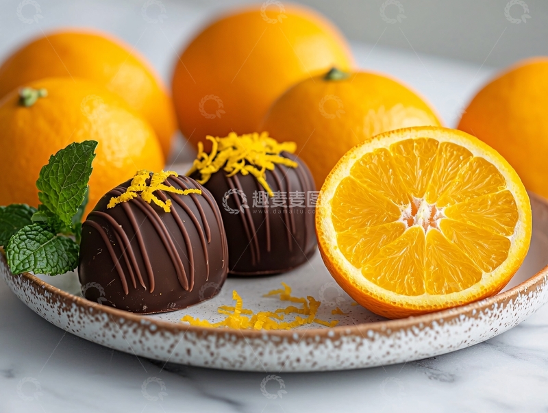 高清大图下载【趣麦麦图】橙子巧克力甜点摆拍
