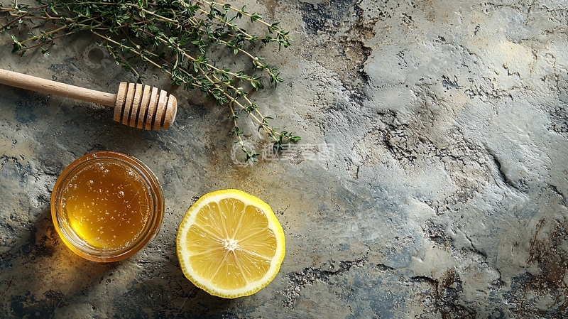 高清大图下载【趣麦麦图】蜂蜜柠檬百里香静物