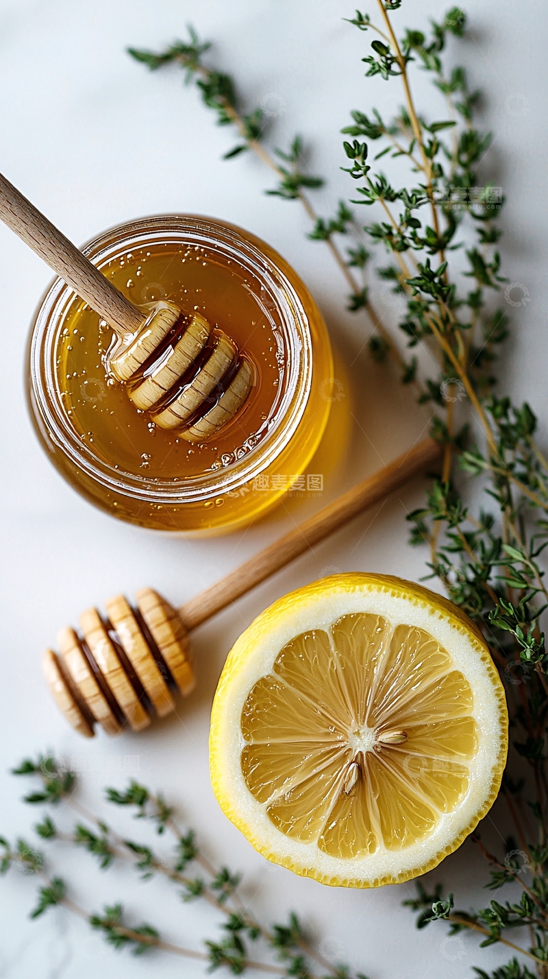 高清大图下载【趣麦麦图】蜂蜜柠檬搭配百里香