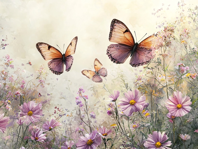 高清大图下载【趣麦麦图】唯美蝴蝶花田
