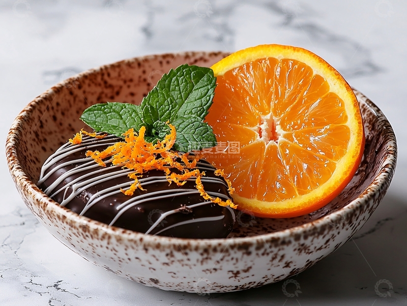 高清大图下载【趣麦麦图】精致甜点配橙子薄荷