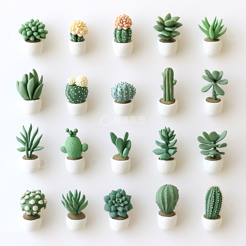 高清大图下载【趣麦麦图】可爱小盆栽磁铁