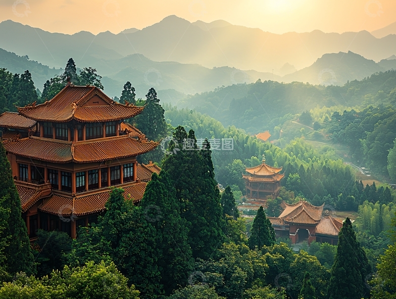 高清大图下载【趣麦麦图】山间寺庙