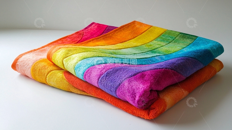 高清大图下载【趣麦麦图】彩虹条纹毛巾