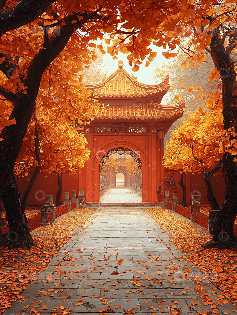 高清大图下载【趣麦麦图】秋日下的中国古建筑