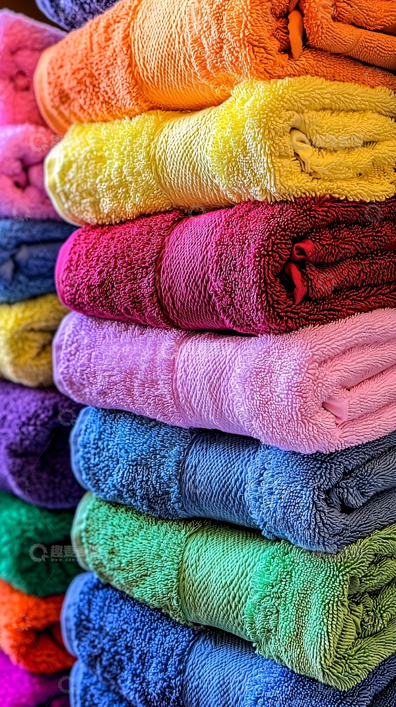 高清大图下载【趣麦麦图】彩色毛巾堆叠