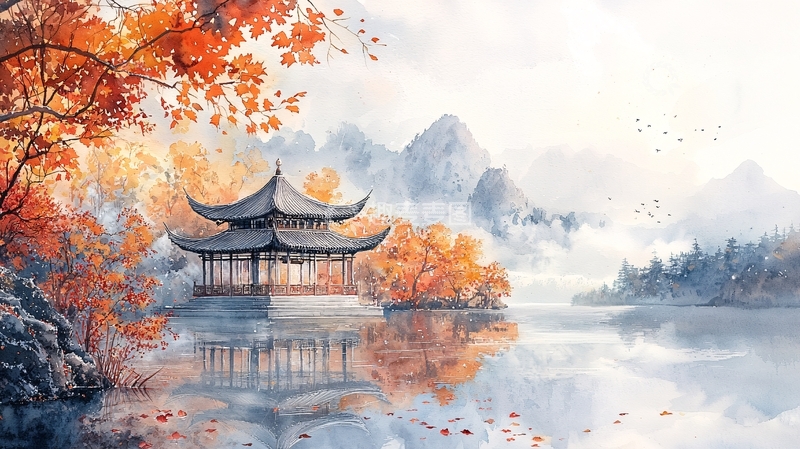 高清大图下载【趣麦麦图】秋日水墨江南景色