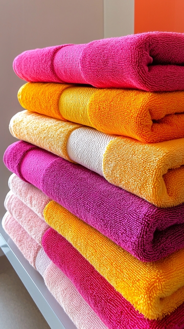 彩色毛巾叠放