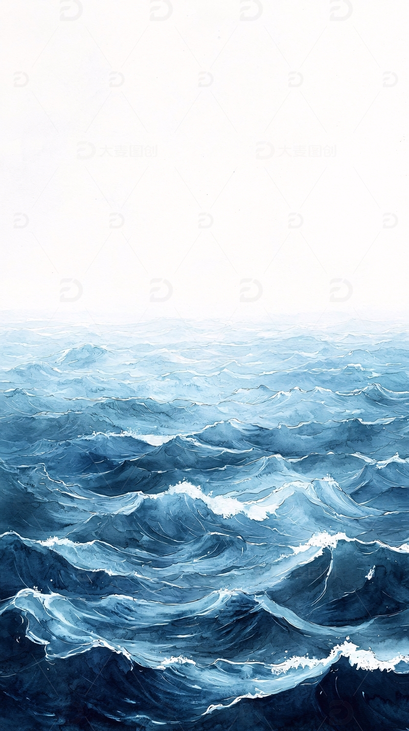 波涛汹涌的蓝色大海