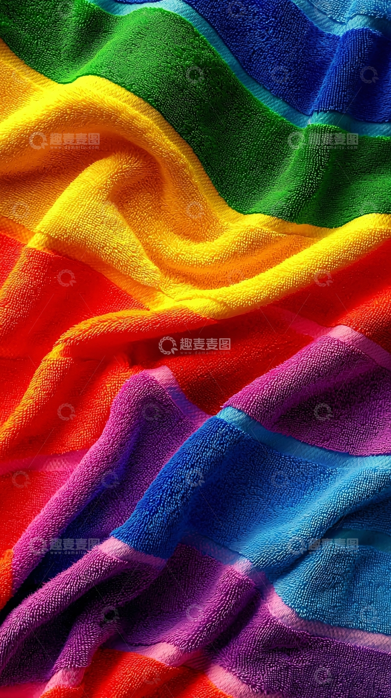 高清大图下载【趣麦麦图】彩虹条纹布料