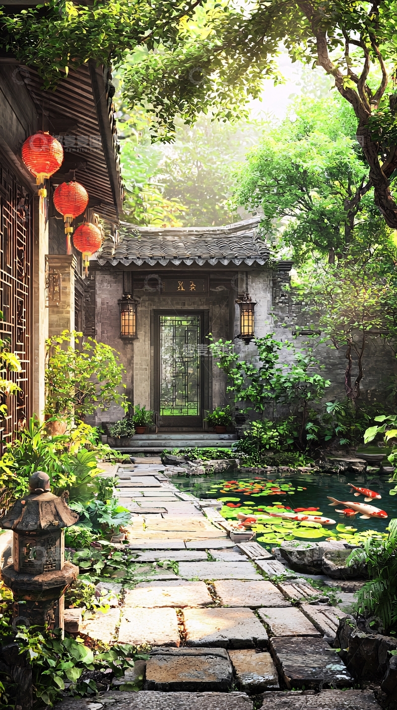 高清大图下载【趣麦麦图】中式庭院