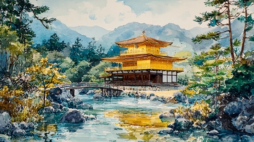 金阁寺风景画