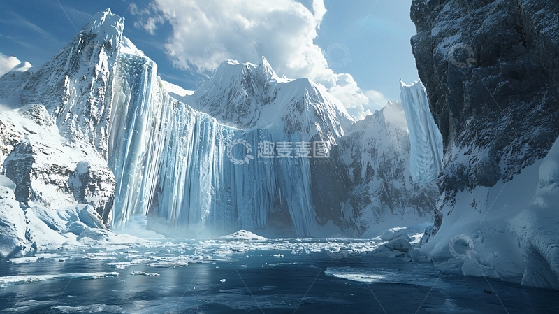 高清大图下载【趣麦麦图】冰雪奇缘般壮丽瀑布