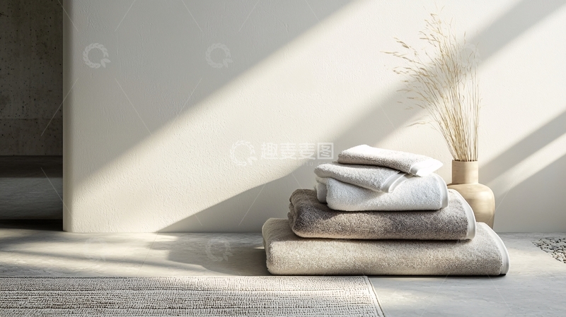 高清大图下载【趣麦麦图】极简风格毛巾叠放
