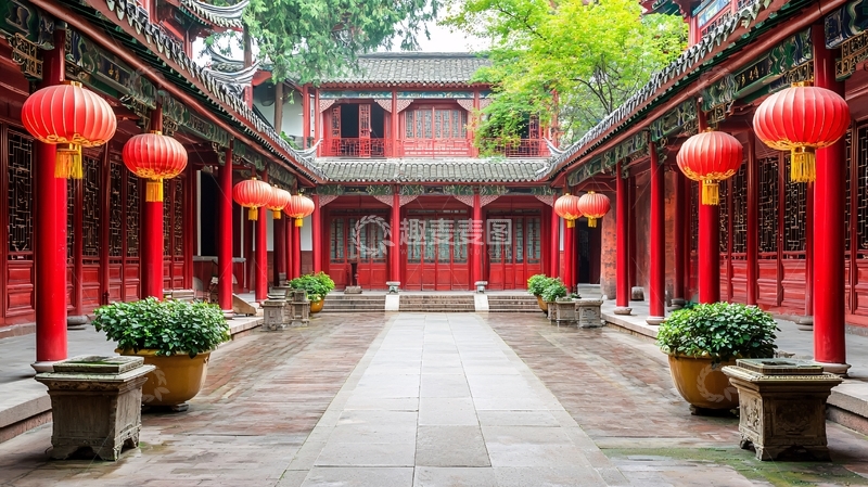 高清大图下载【趣麦麦图】中式庭院