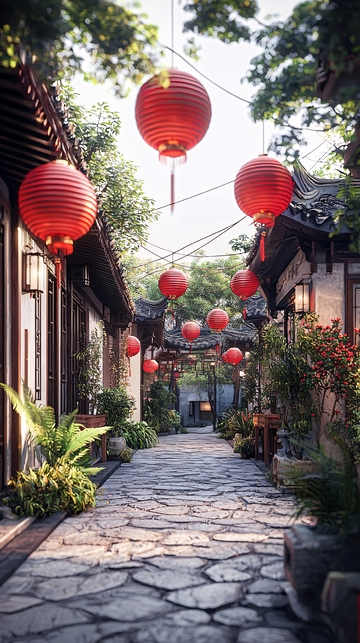 中式红灯笼古街