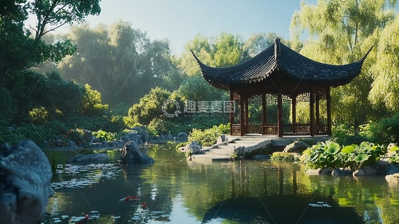 高清大图下载【趣麦麦图】中式园林亭台