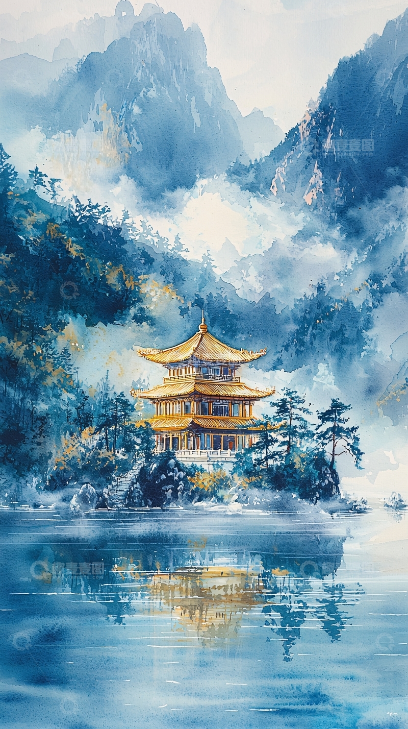 高清大图下载【趣麦麦图】水墨山水画493