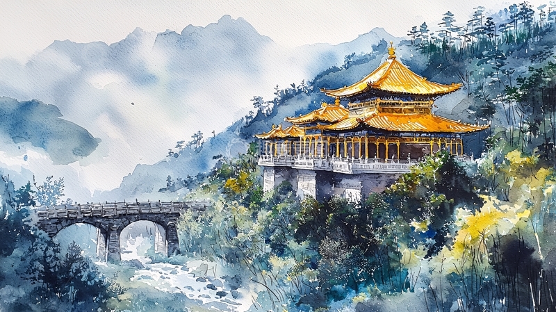 高清大图下载【趣麦麦图】水墨山水楼阁