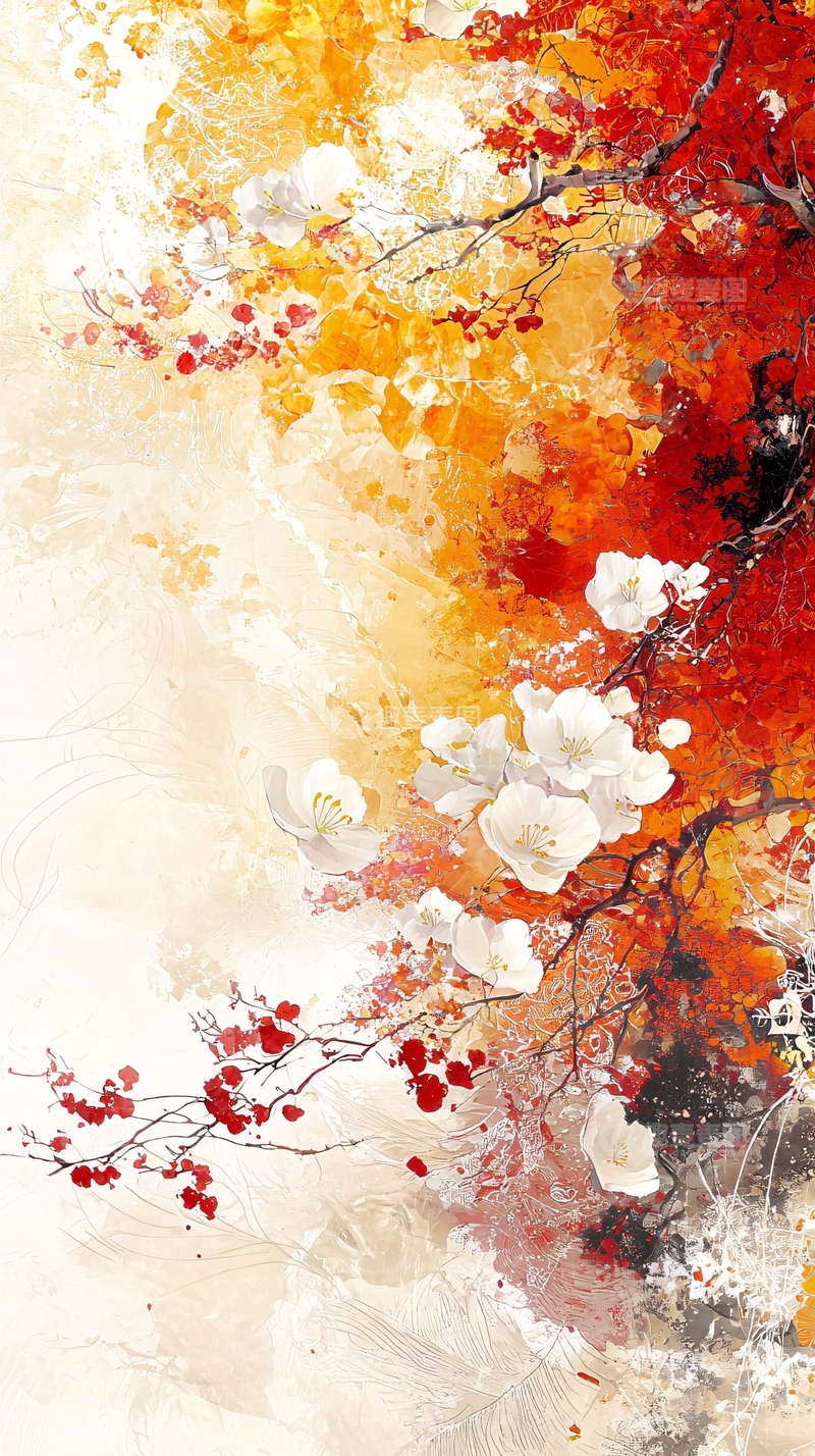 高清大图下载【趣麦麦图】抽象花卉油画