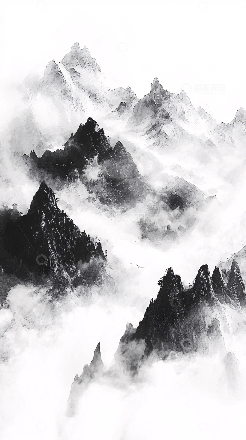 高清大图下载【趣麦麦图】水墨山水画496