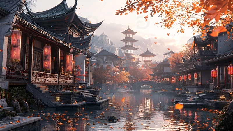 高清大图下载【趣麦麦图】秋日古镇