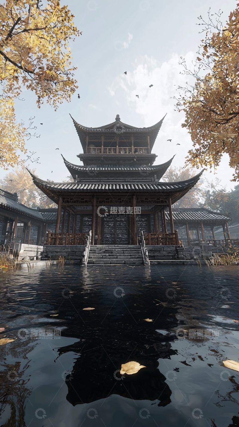 高清大图下载【趣麦麦图】秋日古色古香的中国古建筑