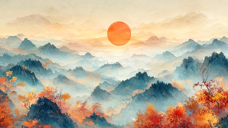 高清大图下载【趣麦麦图】日出山峦