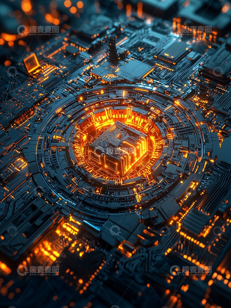 高清大图下载【趣麦麦图】高科技电路板中央处理器