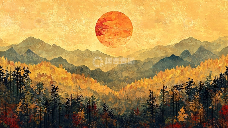 高清大图下载【趣麦麦图】日落山脉