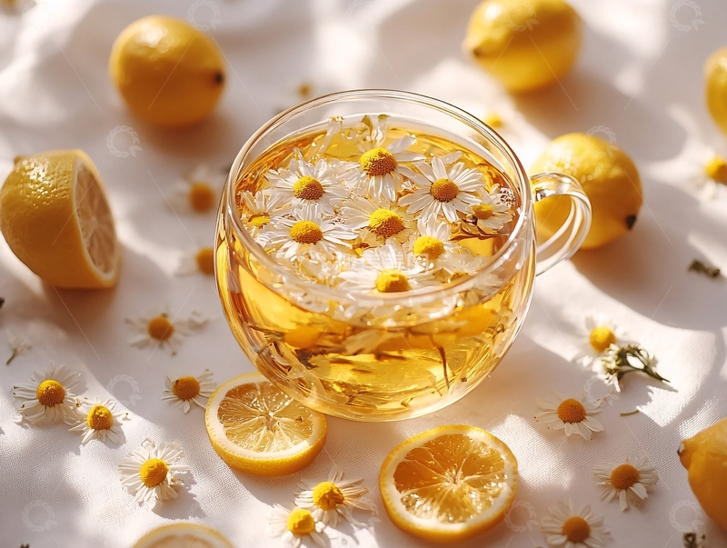 高清大图下载【趣麦麦图】柠檬菊花茶饮小清新