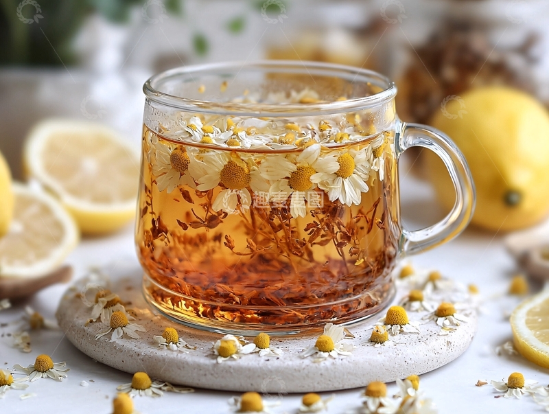 高清大图下载【趣麦麦图】柠檬菊花茶