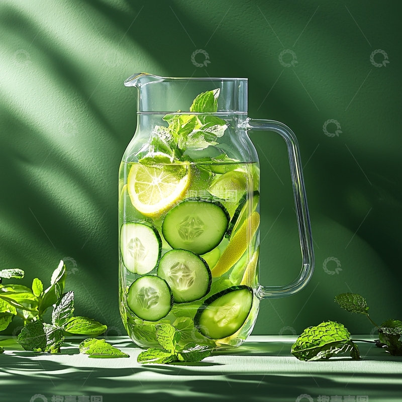 高清大图下载【趣麦麦图】清新解暑水果水壶