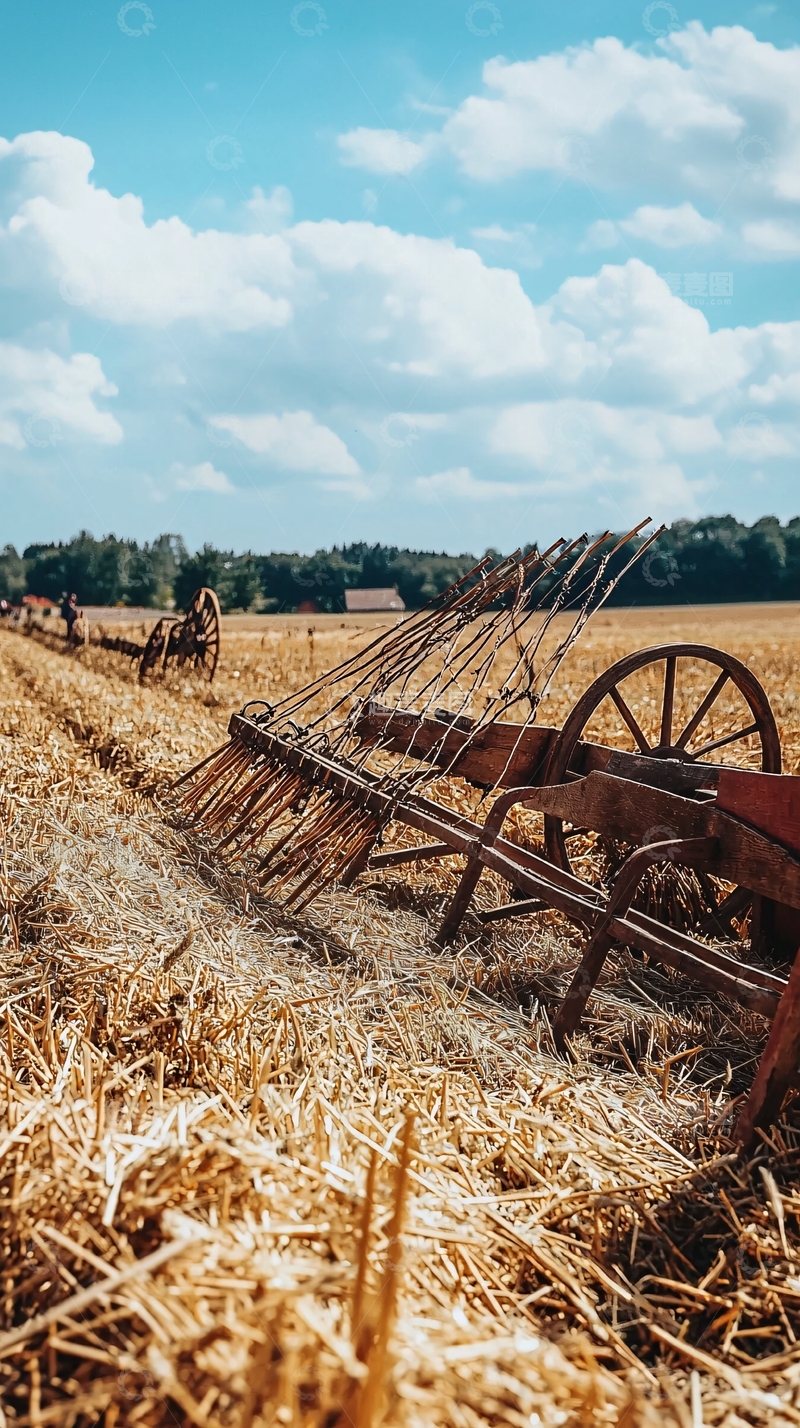 高清大图下载【趣麦麦图】田野里古老的收割机