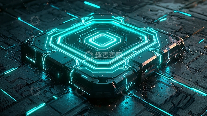 高清大图下载【趣麦麦图】未来科技芯片中心发光