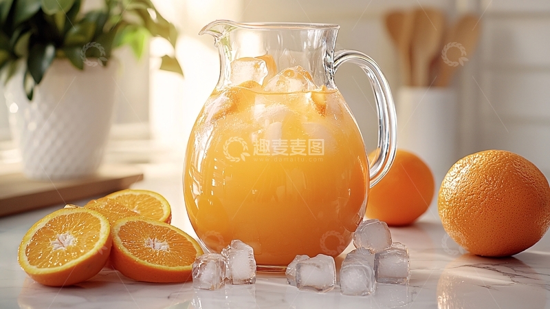 高清大图下载【趣麦麦图】冰镇橙汁清凉夏日
