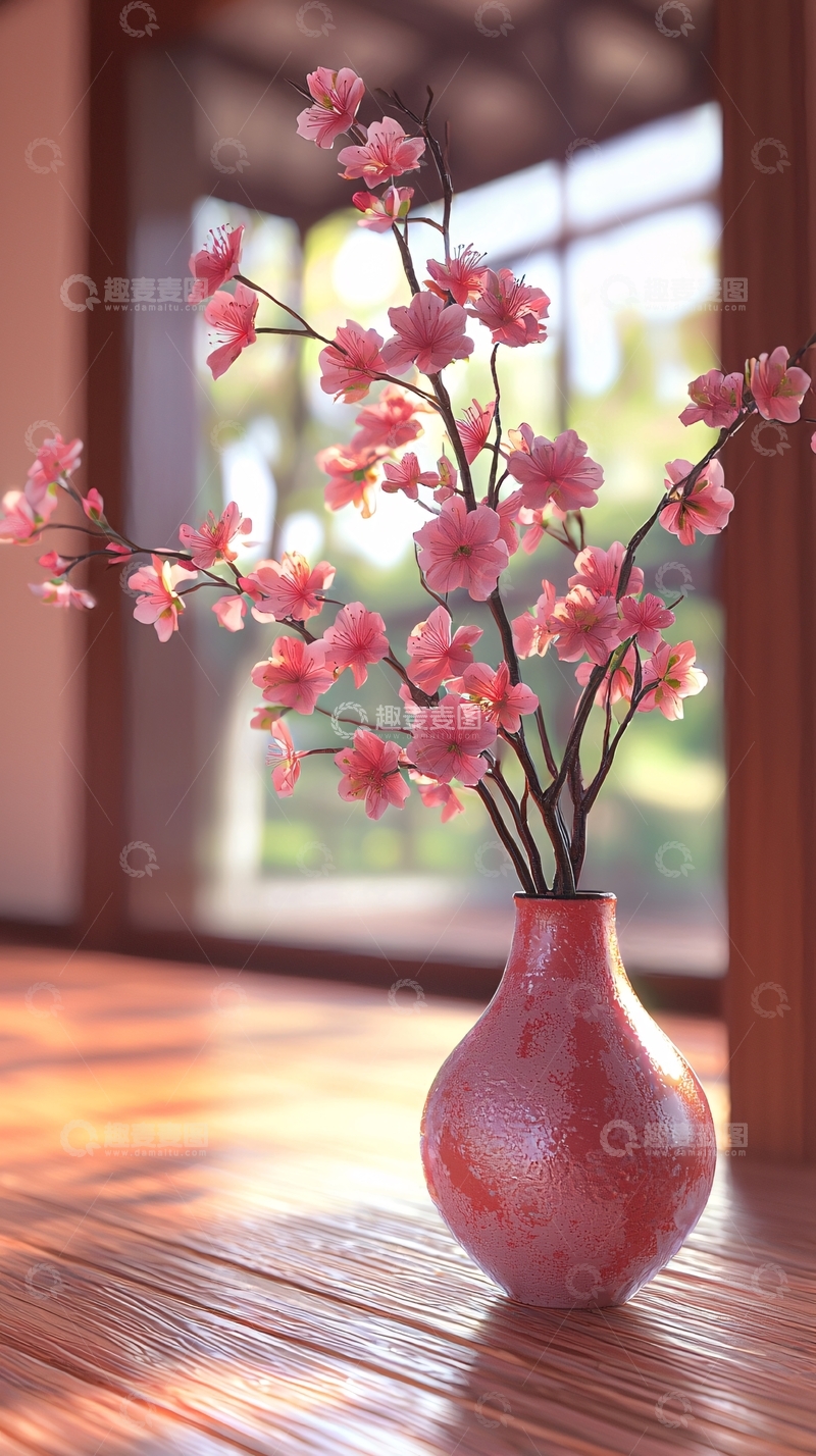 高清大图下载【趣麦麦图】粉色樱花插花