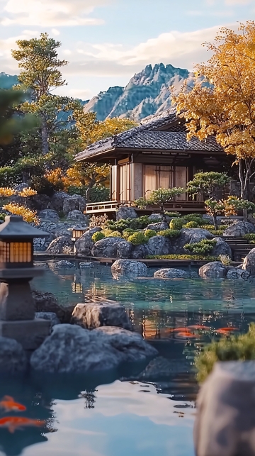 秋日日式庭院
