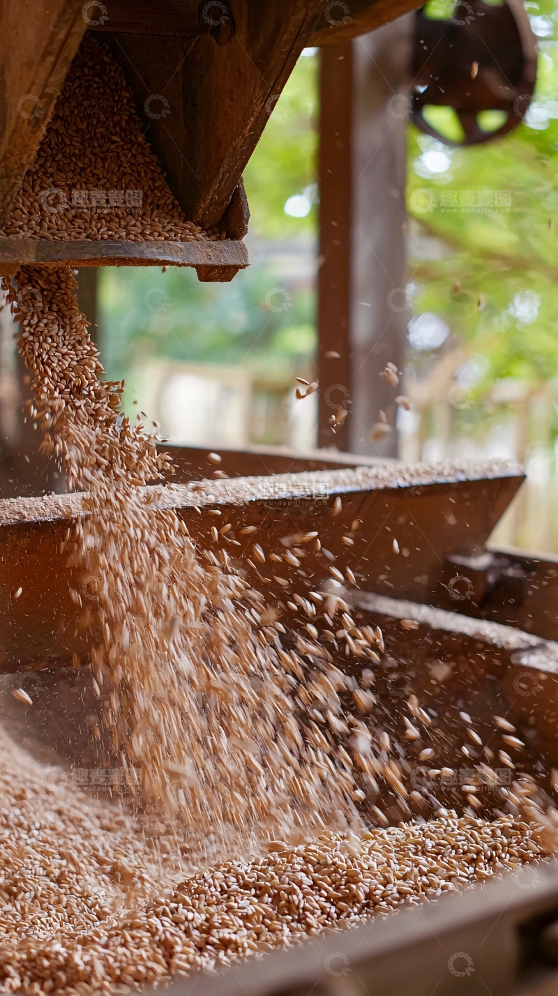 高清大图下载【趣麦麦图】古老的木制谷物研磨机