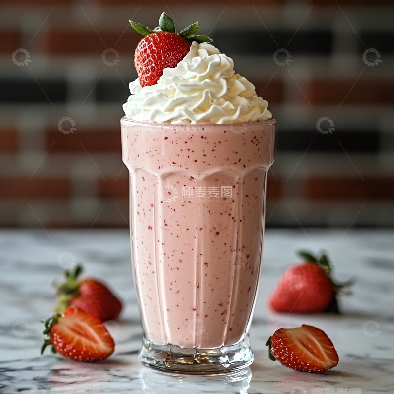 高清大图下载【趣麦麦图】草莓奶油奶昔饮品