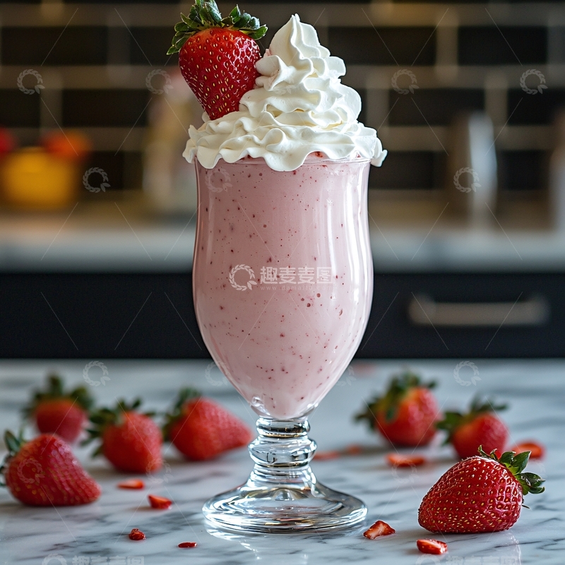 高清大图下载【趣麦麦图】草莓奶油奶昔甜点