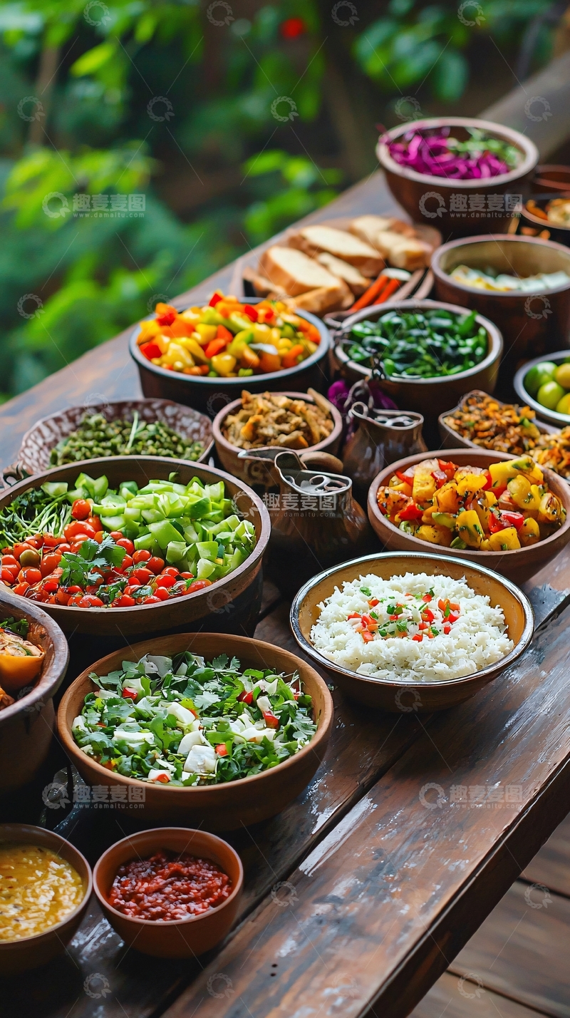 高清大图下载【趣麦麦图】丰盛的素食自助餐