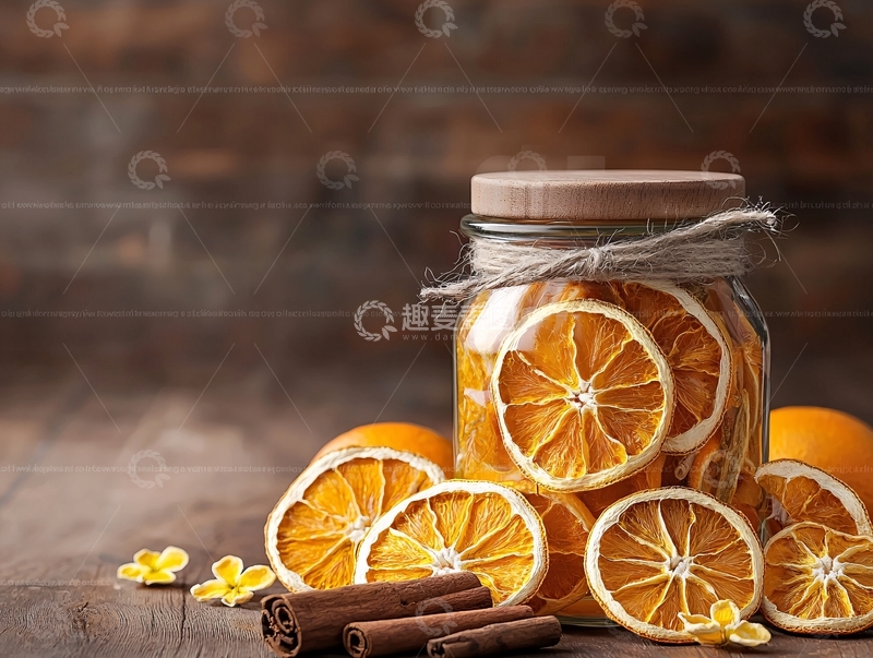 高清大图下载【趣麦麦图】干燥的橙子片罐子