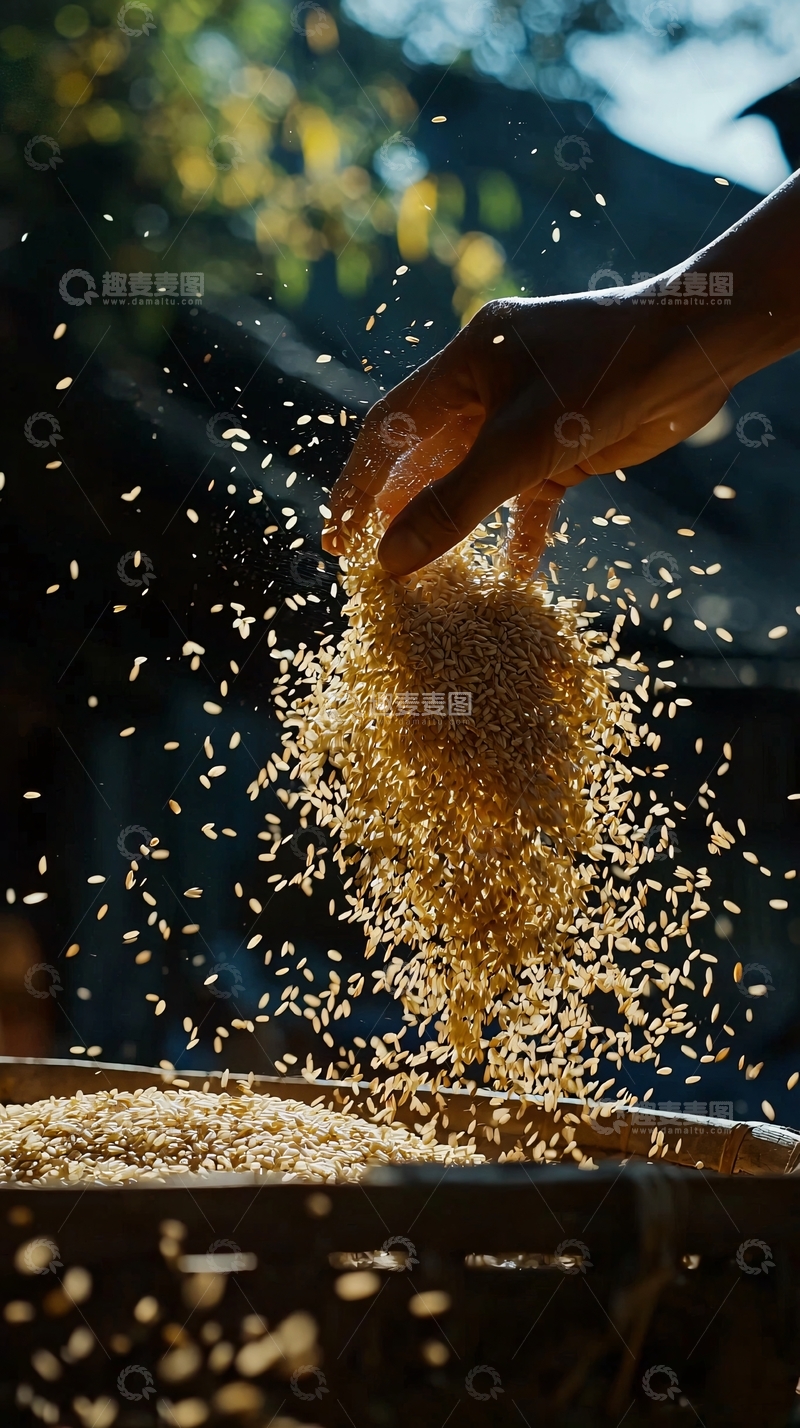 高清大图下载【趣麦麦图】手捧稻谷