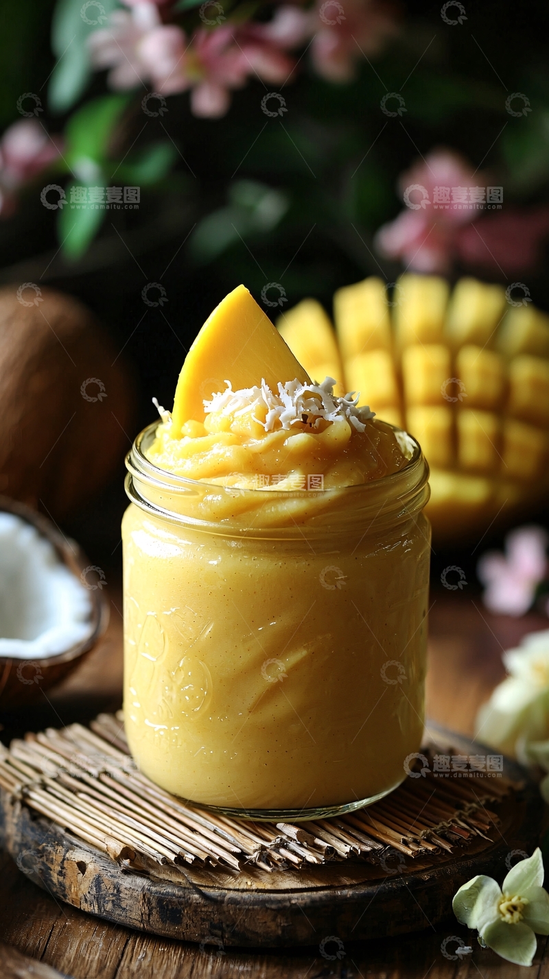 高清大图下载【趣麦麦图】芒果奶油甜点特写
