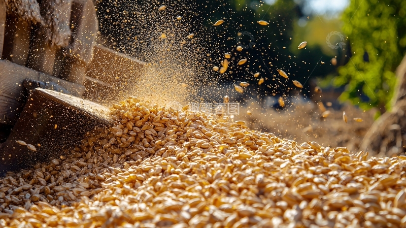 高清大图下载【趣麦麦图】收获季节小麦脱粒