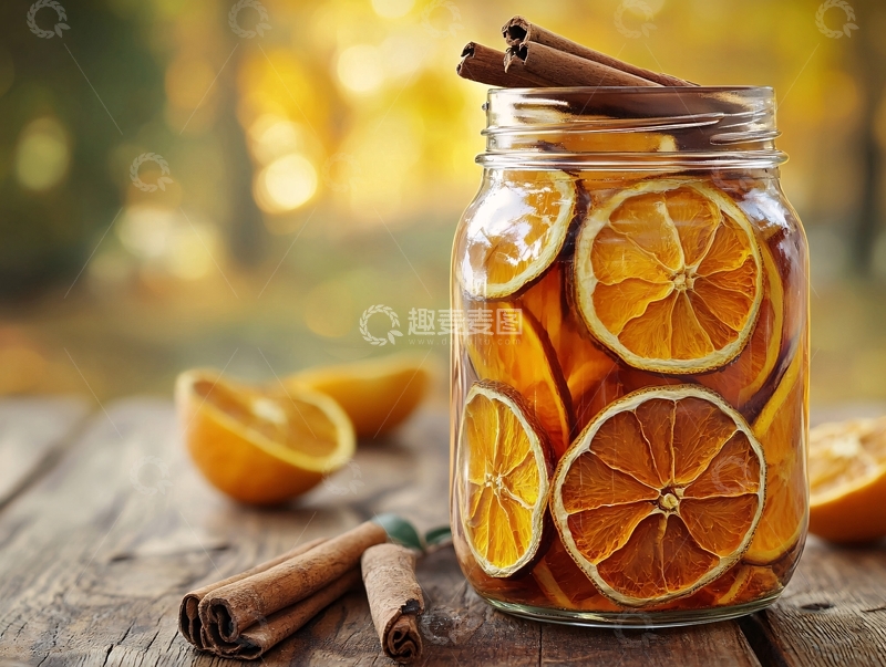 高清大图下载【趣麦麦图】柑橘肉桂香料罐特写