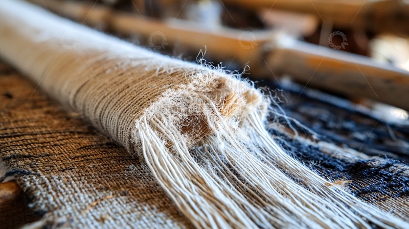 高清大图下载【趣麦麦图】纺织机上的麻线